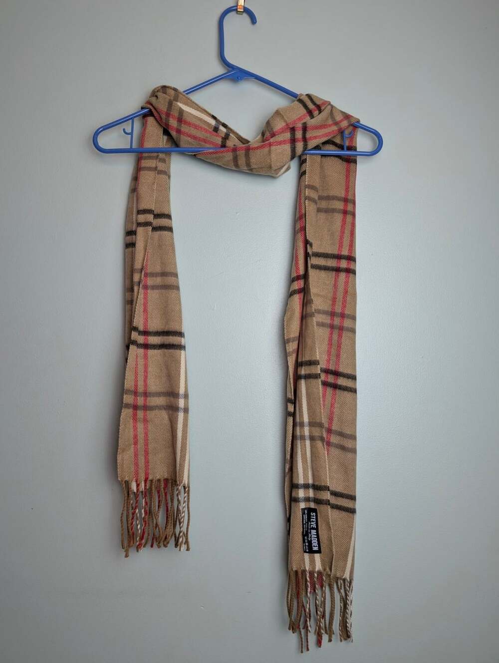 Preppy Fallfashion Steve Madden Plaid Acrylic Winter Scarf Made In Italy